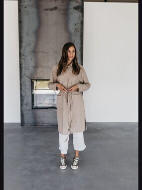 EUC, DressMELinen Linen Indiana Shirt Dress In Grey Taupe, XL